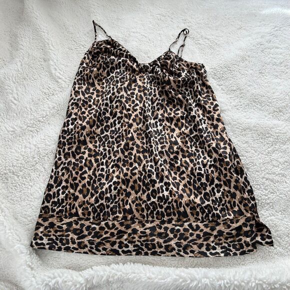 Victoria's Secret Small Cheetah Slip Cami Lingerie‎ Gown Bow Adjustable Straps - Picture 1 of 7